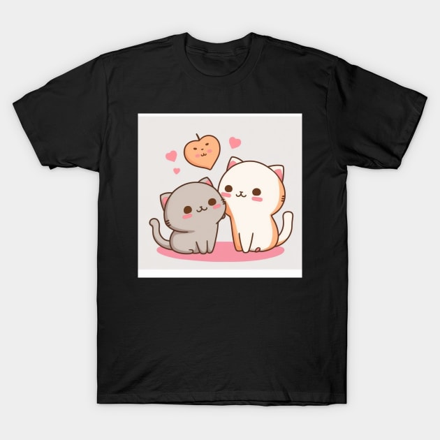 Mochi peach cat and Goma T-Shirt by ai1art